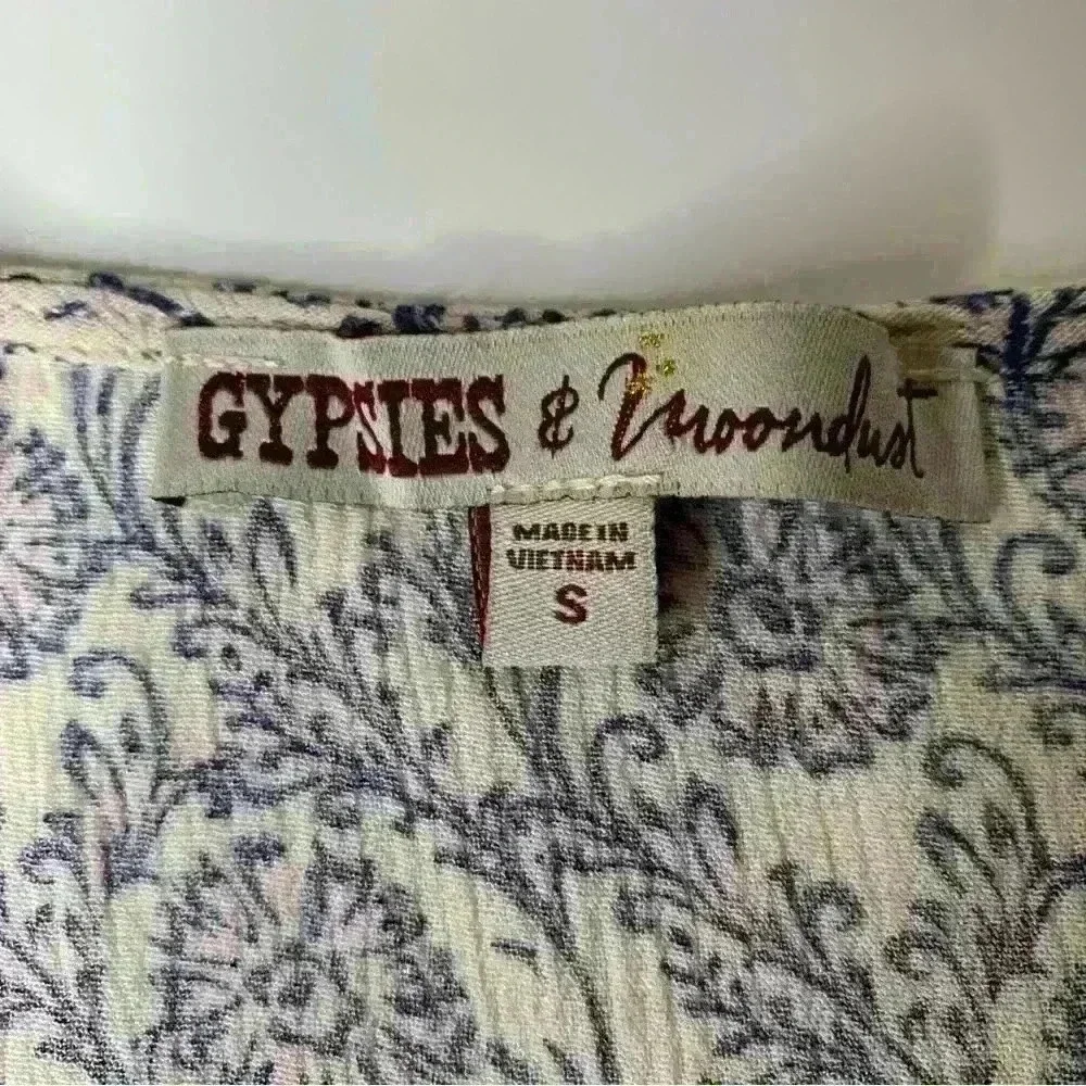 Gypsies & Moondust Top Size S. Printed Longer In The Back Ruffle Hem - Picture 4 of 4